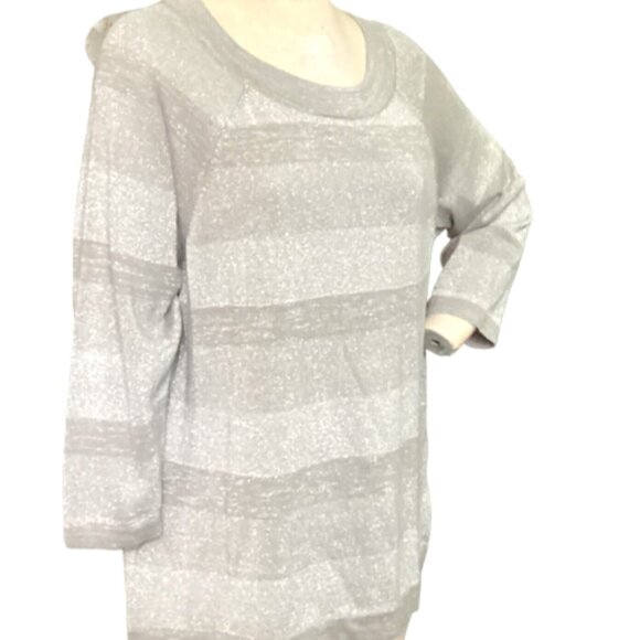 Vintage SAG HARBOR Woman Silver Metallic Striped Tunic Top Plus Sz 1X #184H - Picture 5 of 10